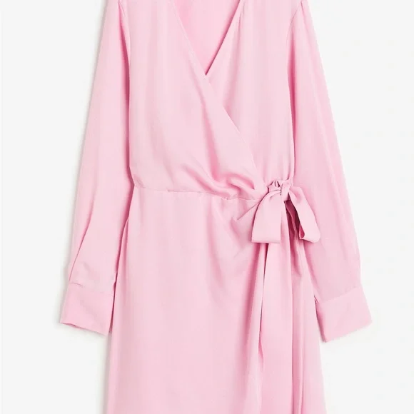 H&M Pink Wrap Dress with V-Neckline & Long Sleeves - Picture 5 of 5
